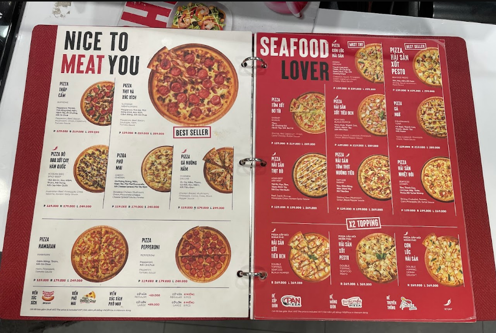 Menu Pizza Hut Bình Dương