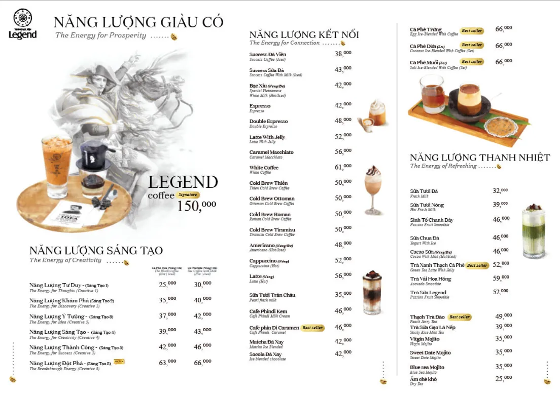 Menu Trung Nguyên Legend Café Bình Dương mới nhất