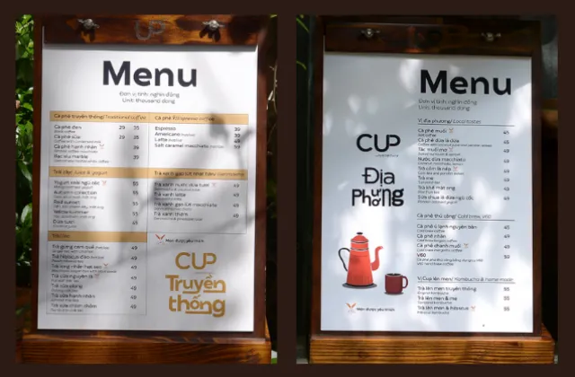 Menu The Cup Cafe tại Bình Dương mới nhất