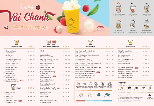 Menu KOI Thé Bình Dương mới nhất